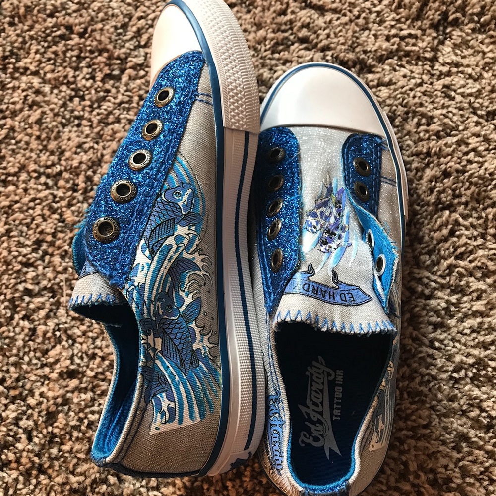 Ed Hardy Blue sparkly shoes for Girls